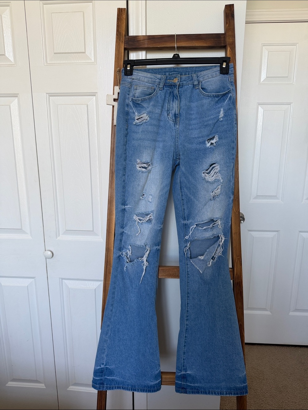Unbranded Light Blue High waisted Distressed Flared Women’s Jeans